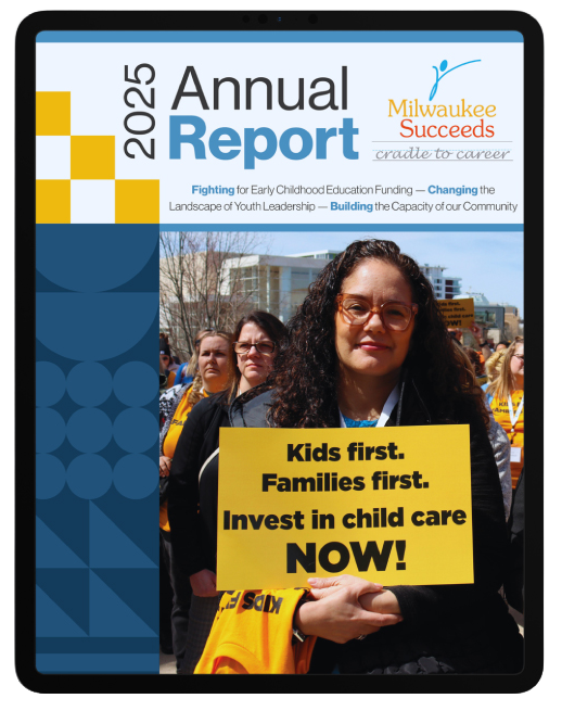 Milwaukee Succeeds’ 2025 Annual Report cover on ipad